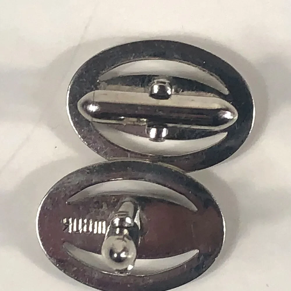 Vintage SWANK Error Cufflinks Silver Tone Oval .75 x 1 Novelty 